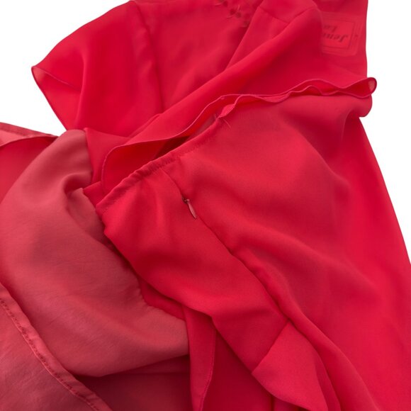 Jennifer Lauren Women Plus Coral/Red Flutter Sleeve V-Neck Blouse 3X Polyester - Picture 9 of 11